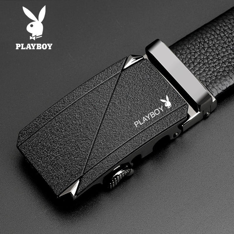 ♈Playboy [Leather] Thắt lưng nam da bò Khóa tự động Hàn Quốc Thường kinh doanh hợp thời trang <