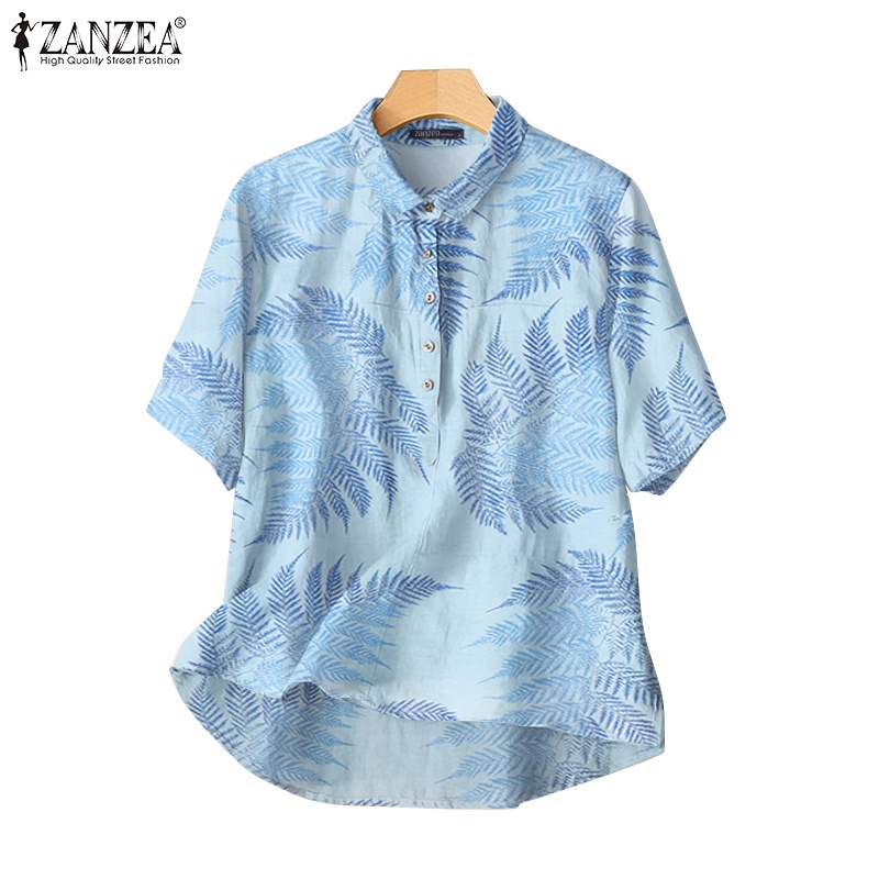 Áo Zanzea tay lửng dáng rộng in họa tiết phong cách vintage thích hợp cho nữ