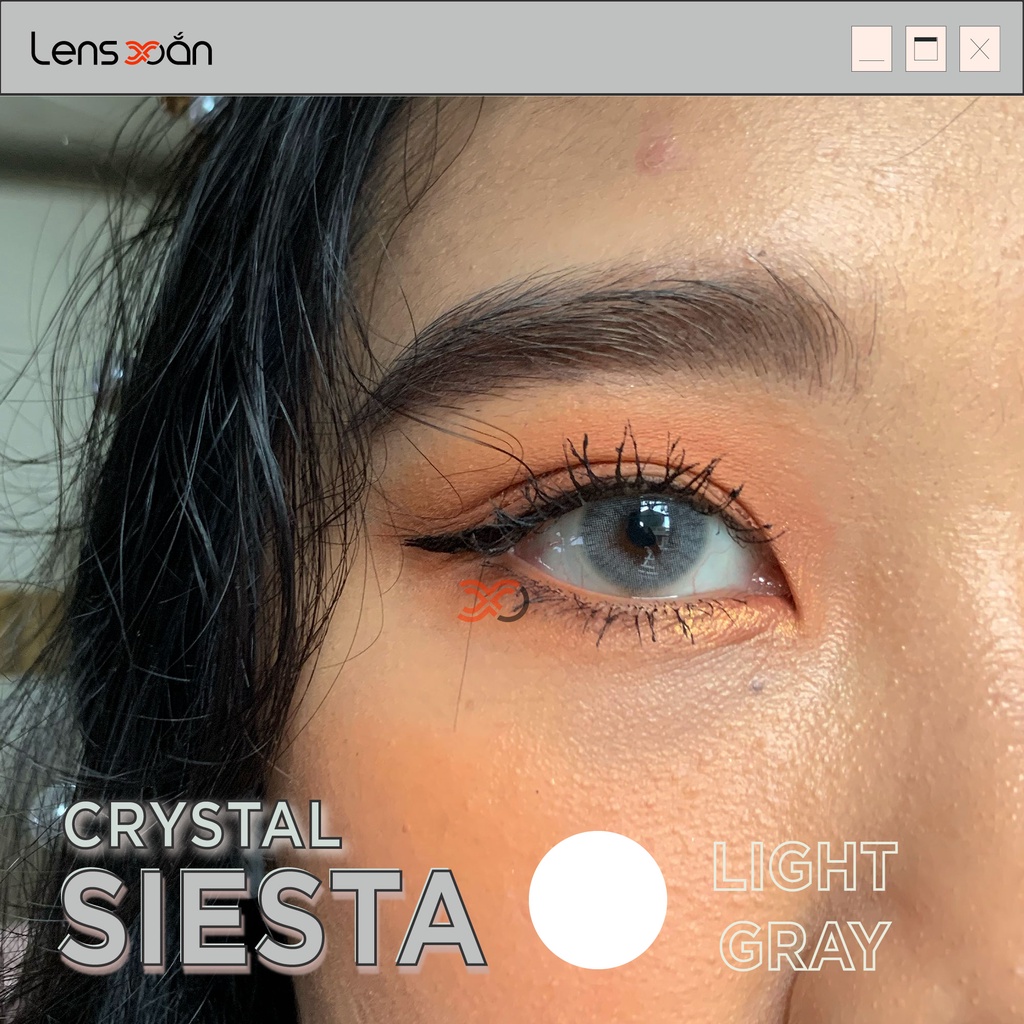 Kính áp tròng SIESTA CRYSTAL LIGHT GRAY-PC Hydrogel của COLORCL( 6 tháng):Lens xám sáng tây không viền|Lens Xoắn(GIÁ 1C)