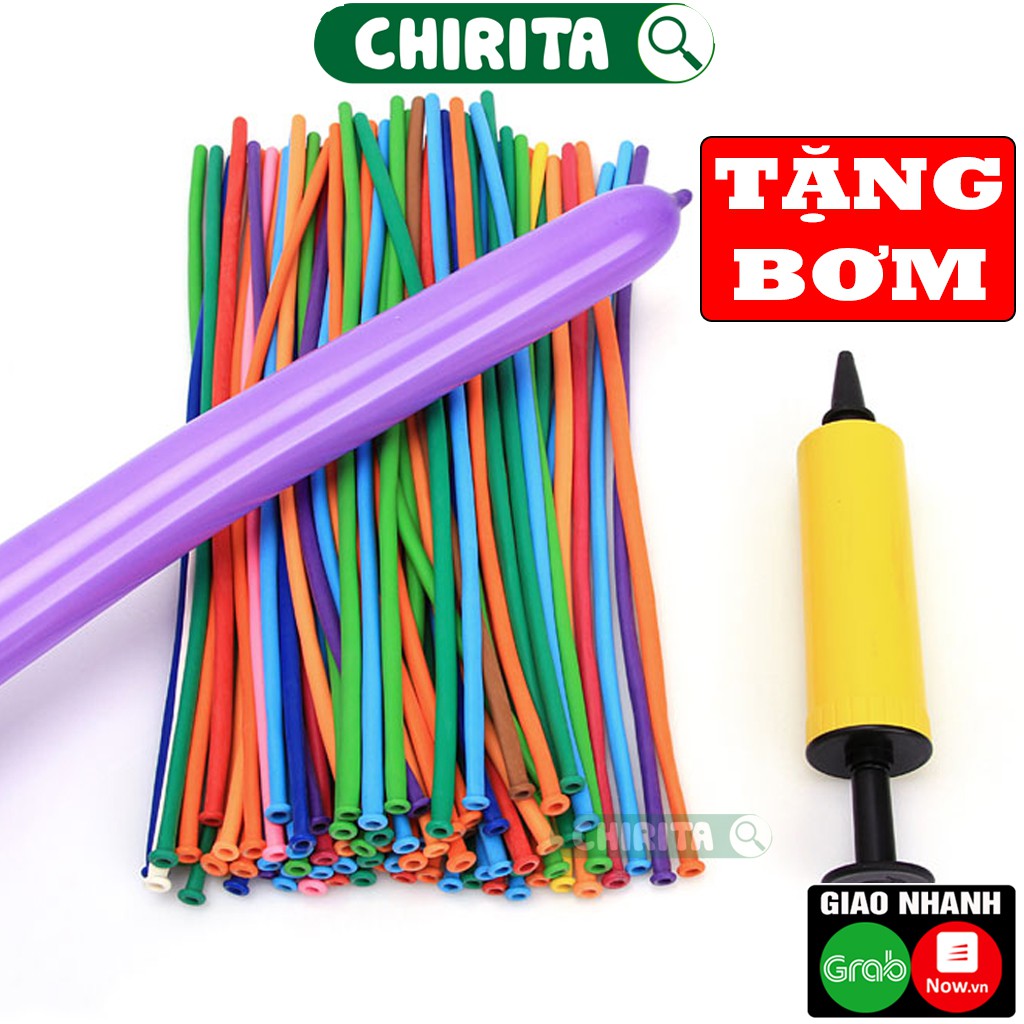 Bộ 90 Bong Bóng Balloon Thái Lan B001 - Bóng Bay Tạo Hình + TẶNG 1 Ống Bơm Bóng Bay Bằng Tay - Chirita