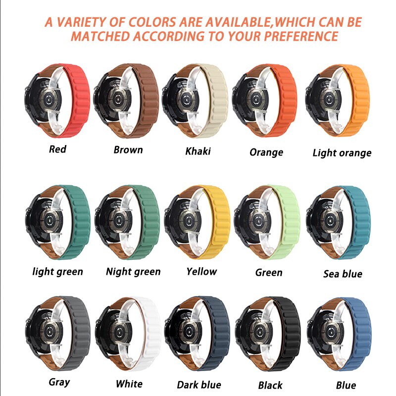 Dây silicone khóa nam châm thích hợp cho đồng hồ thông minh HUAWEI SAMSUNG Galaxy Watch 3 46mm 42mm Active 2 20mm 3