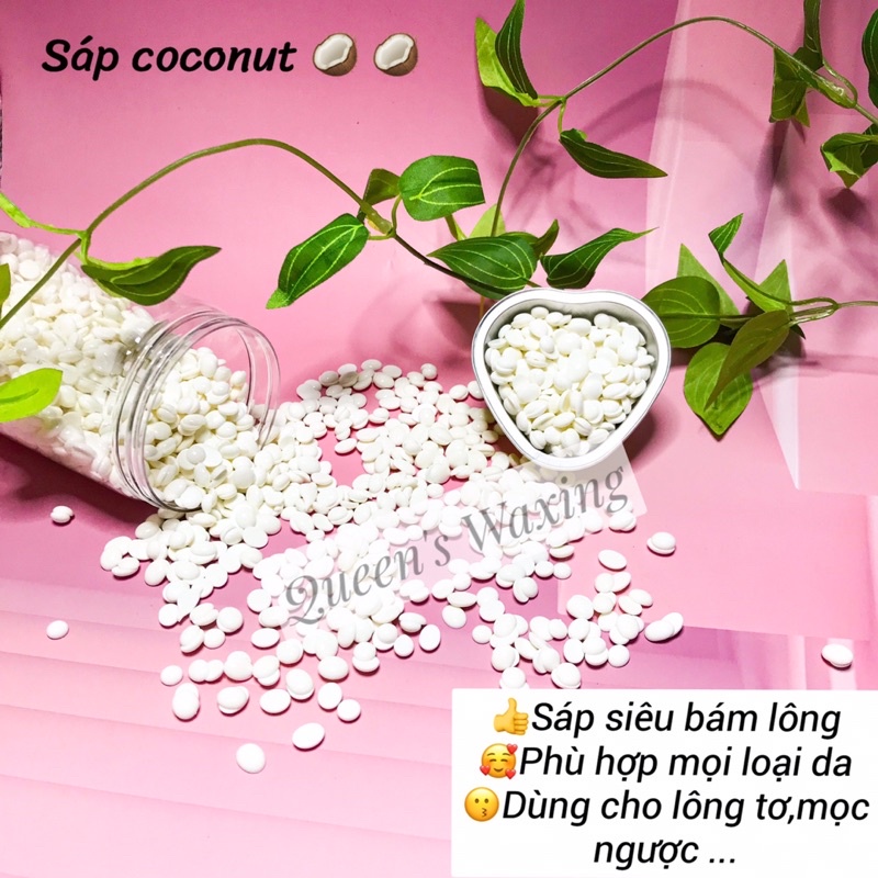 [ Sáp wax siêu bám lông - Coconut &amp; Pearl ] Sáp wax lông nhập khẩu dạng hạt đậu Hard Ward Bean + Tặng que gỗ