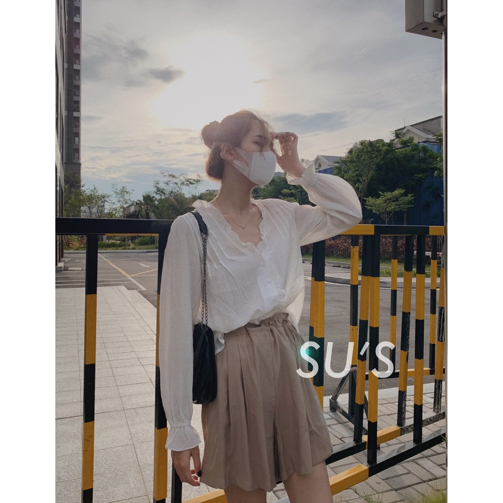 Quần sooc trơn lưng chun cúc lệch nơ buộc Q384 SUSTORE