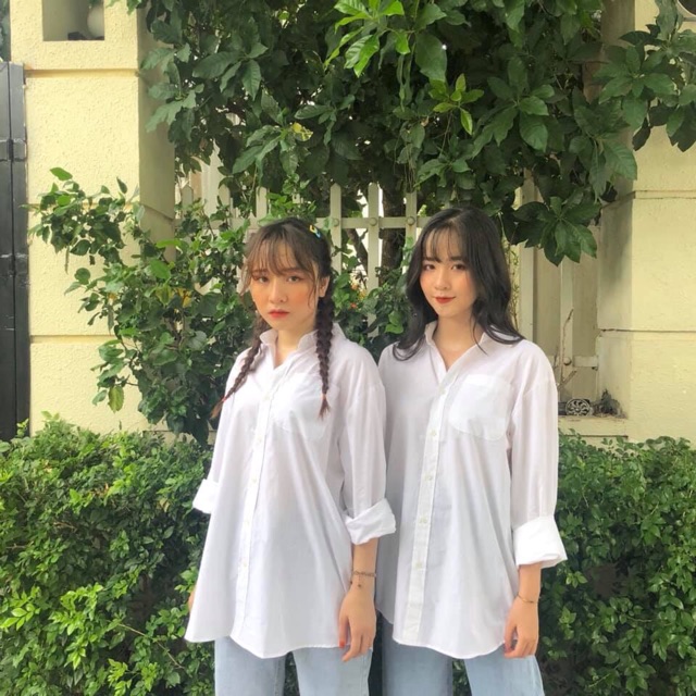 Sơmi trắng Hàn quốc trùm mông