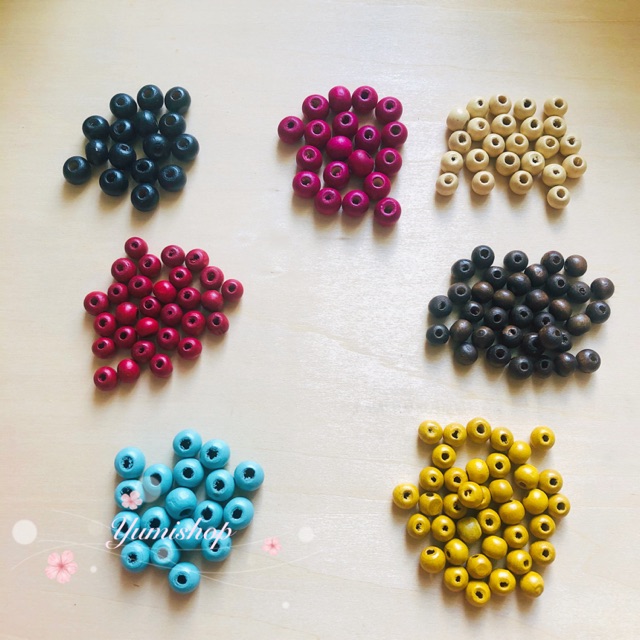 Gói 20 hạt gỗ 7-9mm