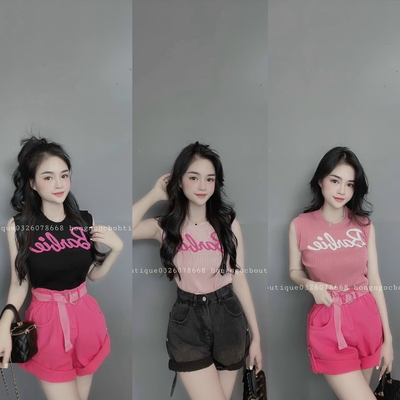 Áo len croptop chữ babie 2 màu cho nữ