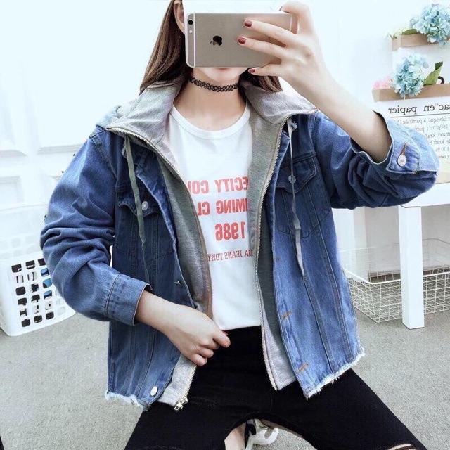 ÁO KHOÁC JEAN NÓN LAI RÁCH