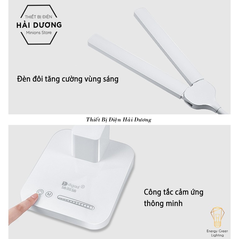 Đèn Bàn LED 2 Đầu Chiếu Sáng DB-1928 - 3 Chế Độ Ánh Sáng - Xoay 180 Độ Thay Đổi Góc Chiếu Sáng Linh Hoạt