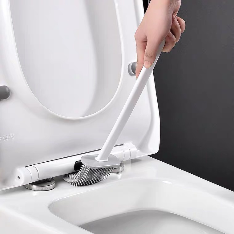 Chổi Cọ Nhà Vệ Sinh, Cây Cọ Toilet Bồn Cầu Bằng SiliCon Kiểu Mới Có Giá Đựng Dán Tường Sạch Sẽ, Tiện Dụng