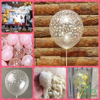 Bộ 50 Bong Bóng Trong Suốt Chấm Bi Trắng Diệp Linh