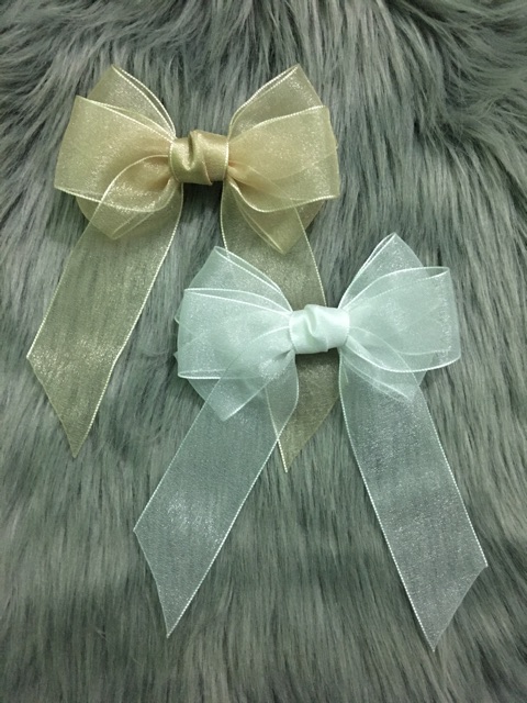 Kẹp nơ voan nhũ cao cấp