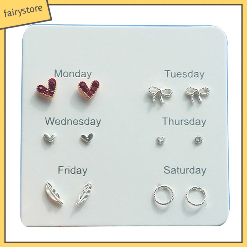 Set 6 Đôi Bông Tai Nhiều Kiểu Xinh Xắn Đáng Yêu Cho Nữ