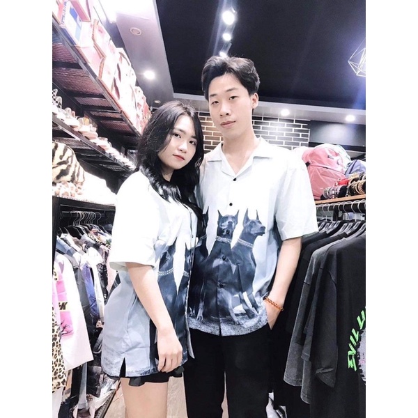 Áo sơ mi chó đen 3D H2A966