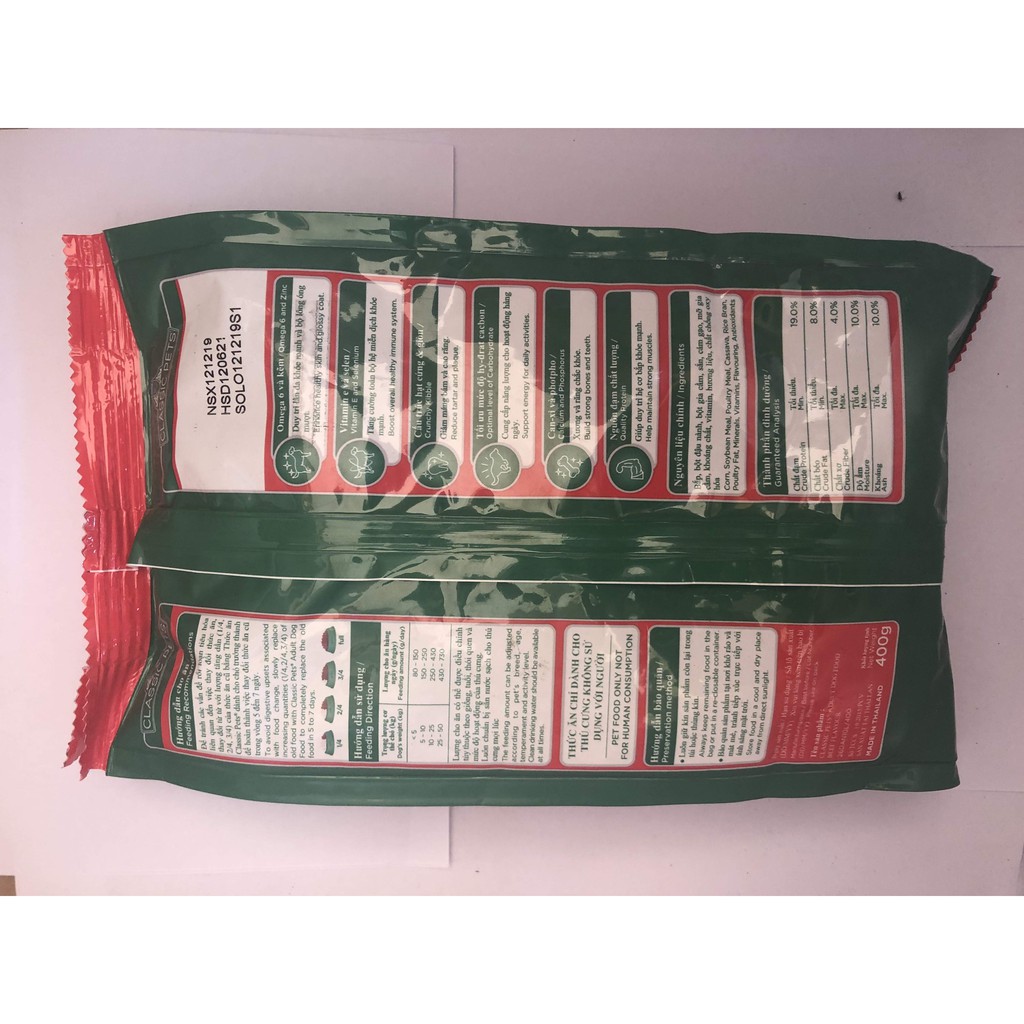 Thức Ăn Cho Chó Trưởng Thành Classic Pets 400g/Gói- Dạng Hạt, Hương Vị Thịt Bò Thơm Ngon, Bổ Dưỡng Cho Cún Yêu