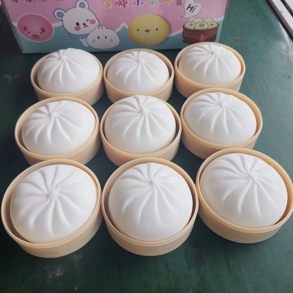 Size To 10cm Đồ chơi Squishy hình bánh bao có hộp như hình chậm tăng giá rẻ dễ thương màu trắng gudetama