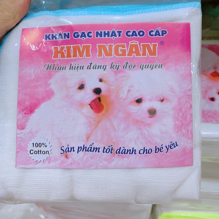 [Set 10 Chiếc] Khăn Sữa Xô 6 Lớp Xuất Nhật Bo Viền Kim Ngân.