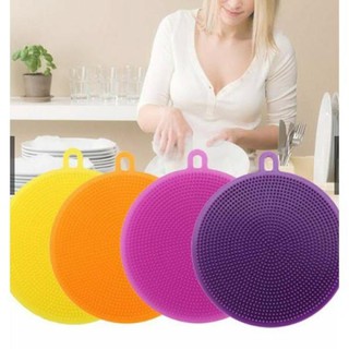 2 Miếng rửa chén silicon tiện lợi siêu bền có móc treo (11 cm)