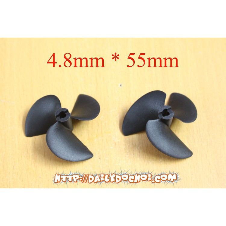 Bộ chân vịt ngược chiều 3 cánh kích cỡ 4.8*55mm sử dụng trong chế tạo tàu điều khiển từ xa giá rẻ