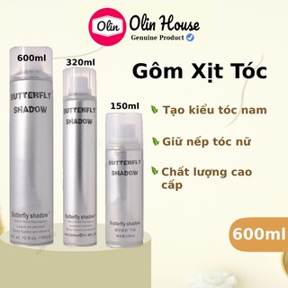Gôm xịt tóc mềm nam nữ Butterfly Shadow 600ml giữ nếp tóc - Gôm bạc keo xịt tóc - Olin House