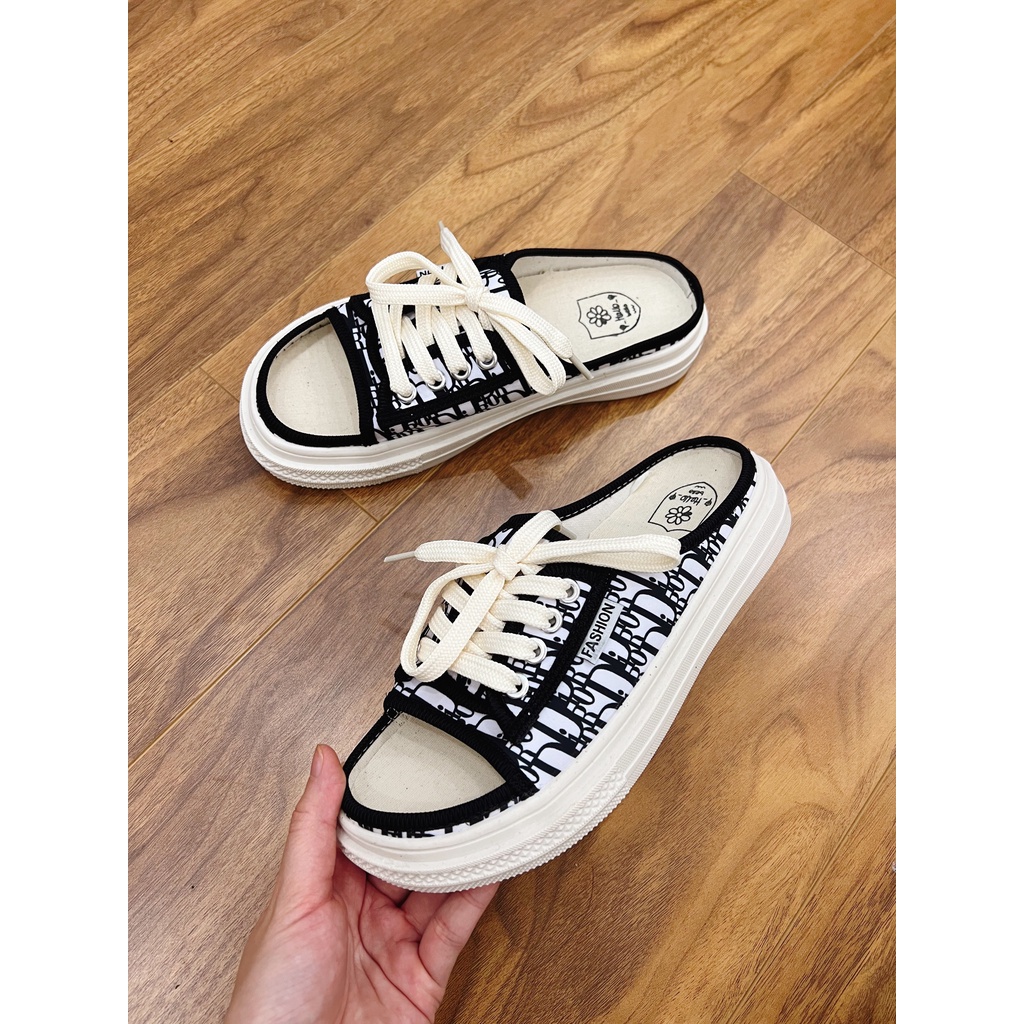 (3 MÀU) Dép sục nữ thời trang phối kẻ Jambear hót trend nữ tính