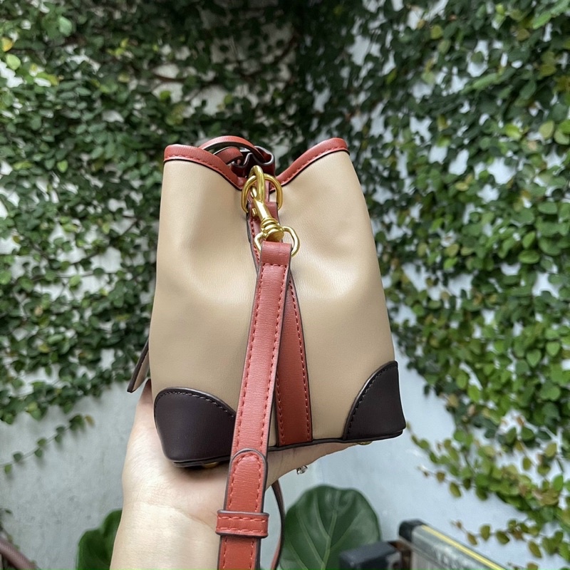 TNS - Túi bucket đeo chéo rút dây hottrend Ceilar-chất da cao cấp-tone nâu phối kem rất tây