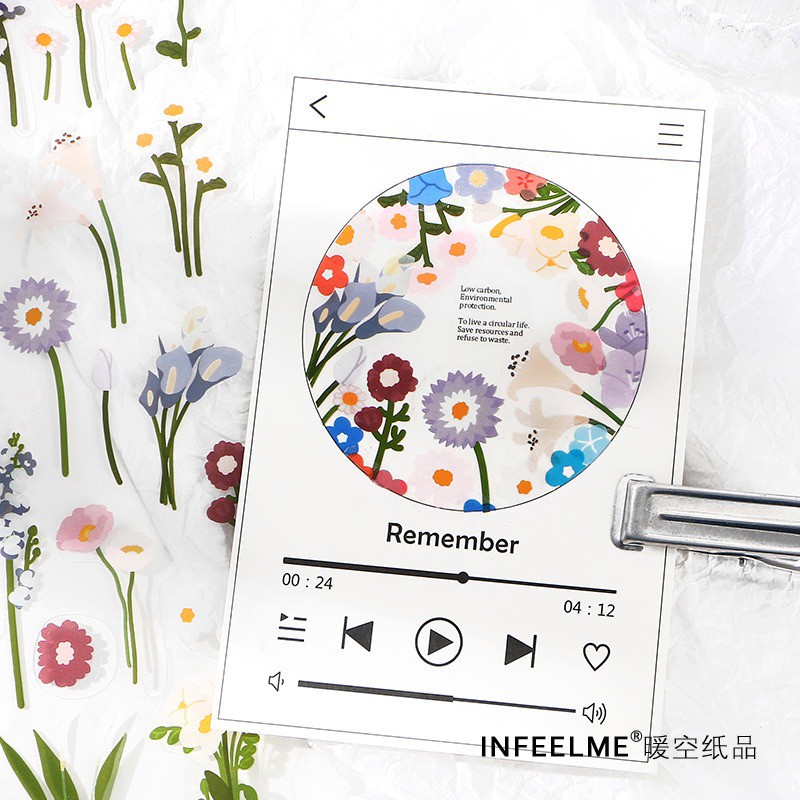 Sticker hoa vintage aesthetic trong hình dán trang trí sổ tay bullet journal dụng cụ dán planner Dried Flowers