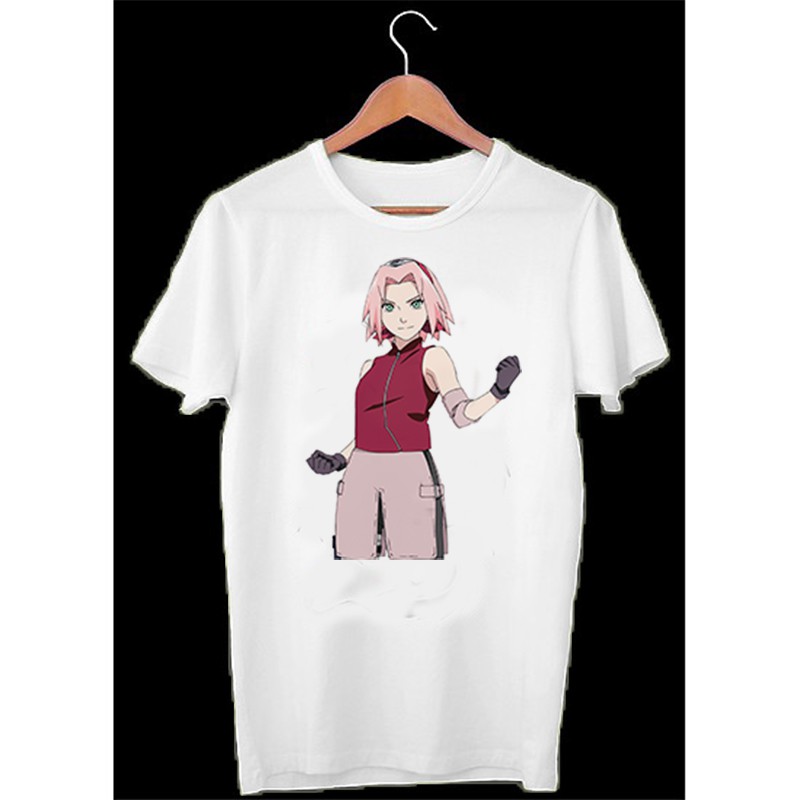 Áo thun Cotton Unisex - Nhân vật Haruno Sakura - Naruto - Chibi - Haruno Sakura "cố lên"