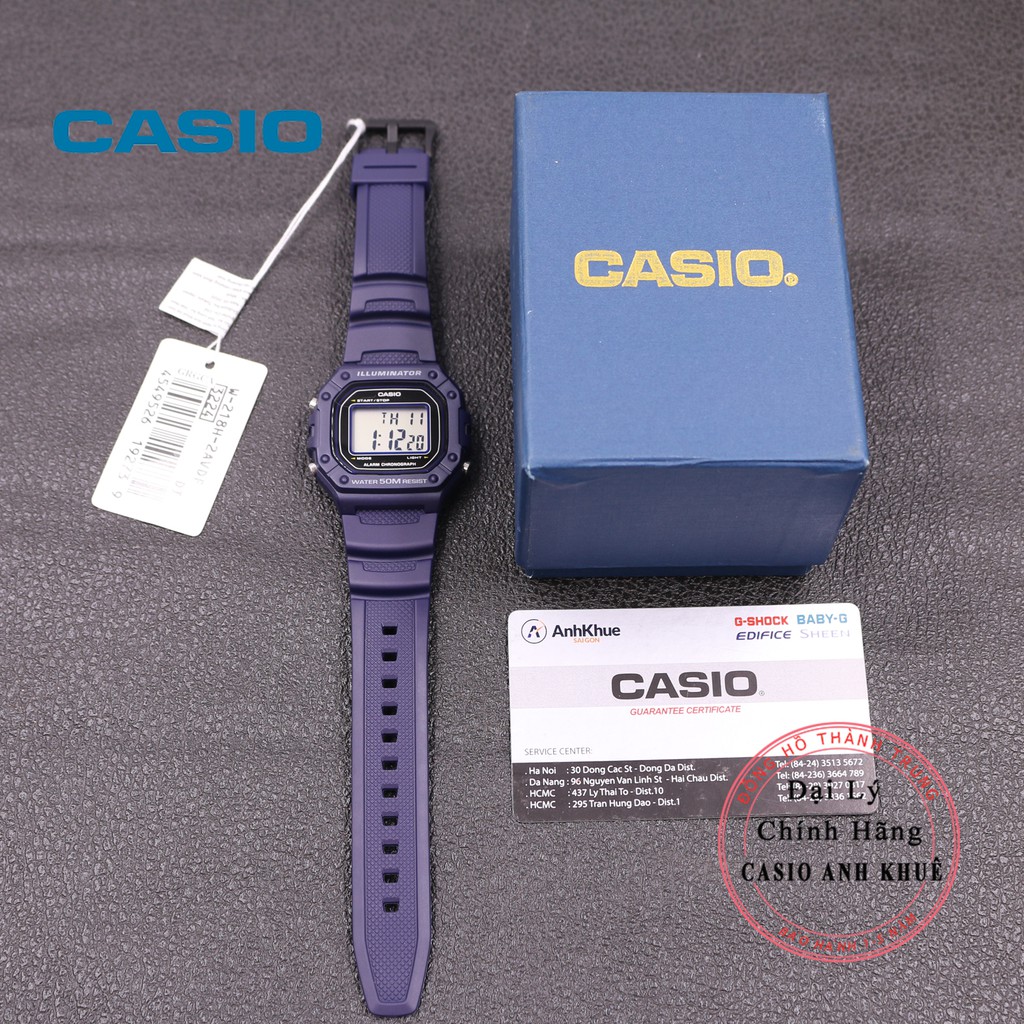 Đồng hồ điện tử nam Casio W-218H-2AVDF dây nhựa