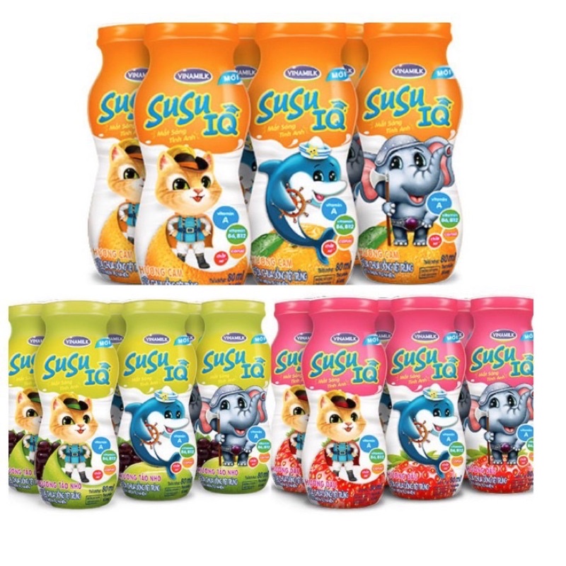 SỮA SUSU CHAI LỐC 6 CHAI ĐỦ VỊ
