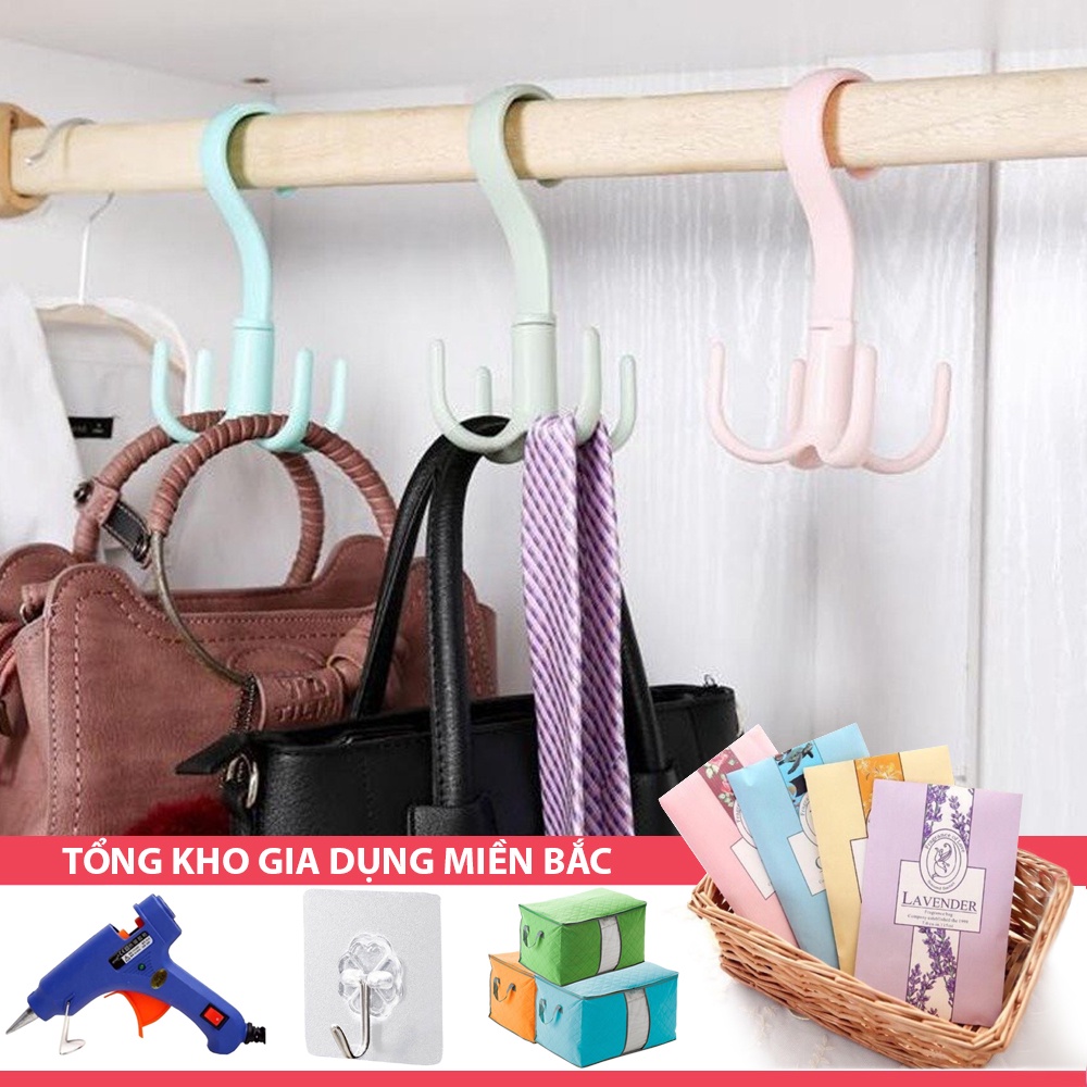[Tổng Kho Sỉ] Móc Nhựa Treo Đồ 4 CHẤU XOAY 360 ĐỘ - Hình Móc Câu T5 Treo Phơi Giày Dép, Túi Xách, Dây Lưng Chịu Lực Tốt