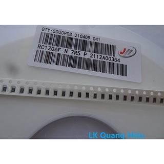 Điện trở dán 7,5 ohm SMD 1206 1% 1/4W (gói 100 con)