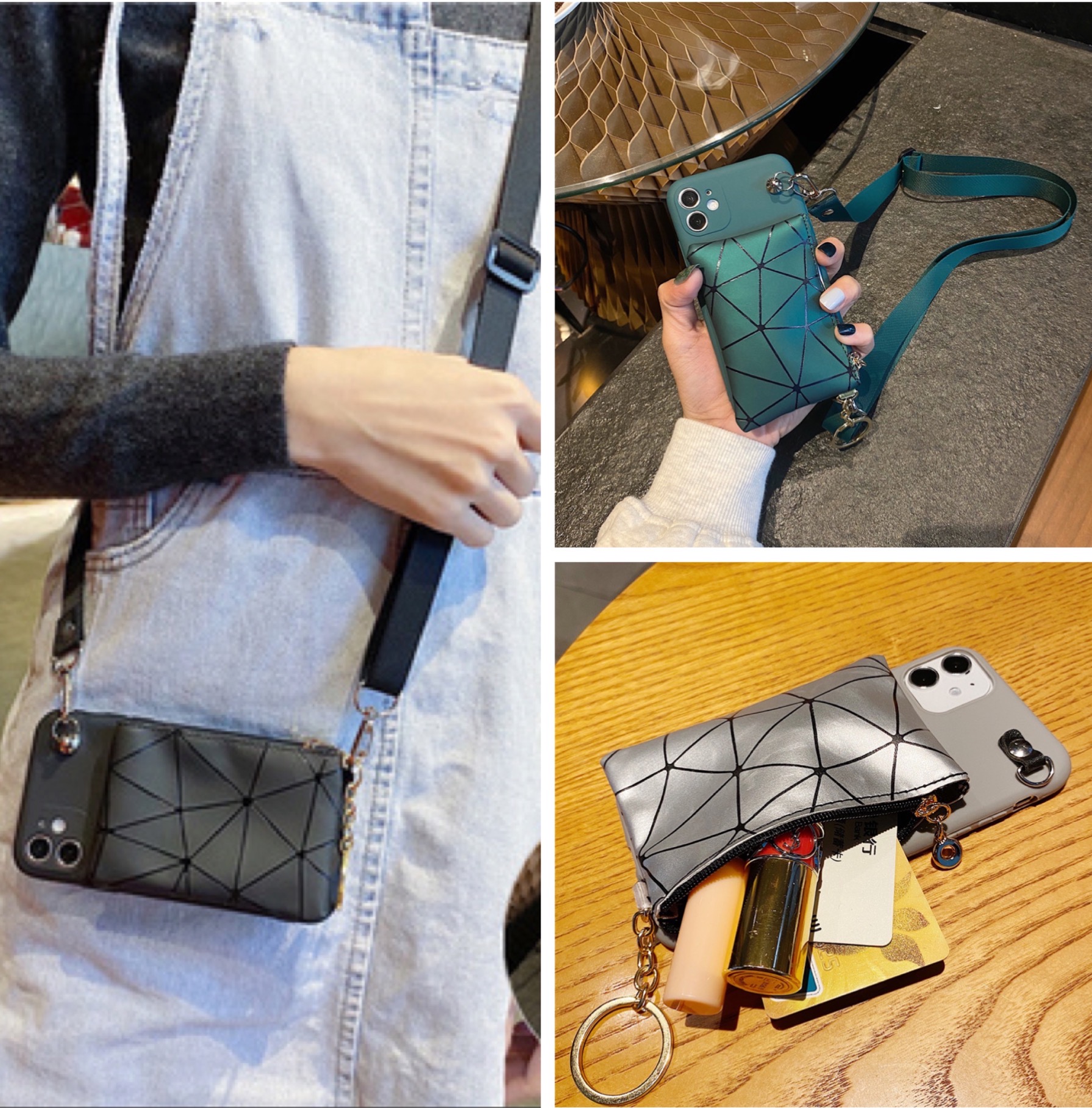 Ốp điện thoại Plaid Pocket Card wallet phone case cho OPPO RENO 2 Z 2Z 2F 10*zoom 3 4 5 pro 4F 4Z A94 A31 2020 cover soft with strap | BigBuy360 - bigbuy360.vn