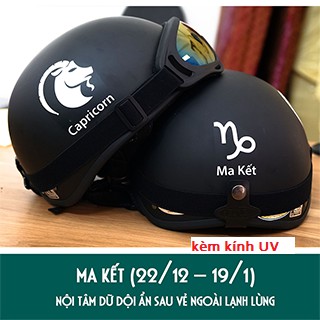 Mũ bảo hiểm nửa đầu cung hoàng đạo(Đen) TẶng Kính phượt uv400 - Mũ bảo hiểm xe máy - Mũ bảo hiểm phượt