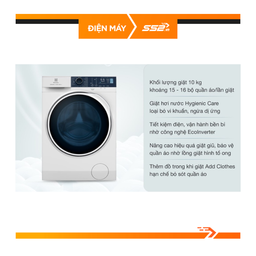 Máy giặt Electrolux Inverter 10 kg EWF1024P5WB - Hàng Chính Hãng