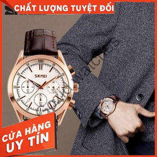 Hàng nhập khẩu - đồng hồ nam chính hãng skmei 9127 dây da chống nước vàng xanh -men.watch - hàng nhập khẩu