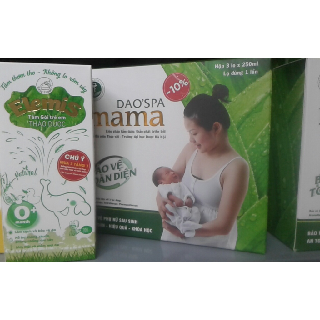 Hộp 3 chai dung dịch xông tắm Dao'spa Mama 250ml & Nước tắm thảo dược cho trẻ sơ sinh và trẻ nhỏ ELEMIS