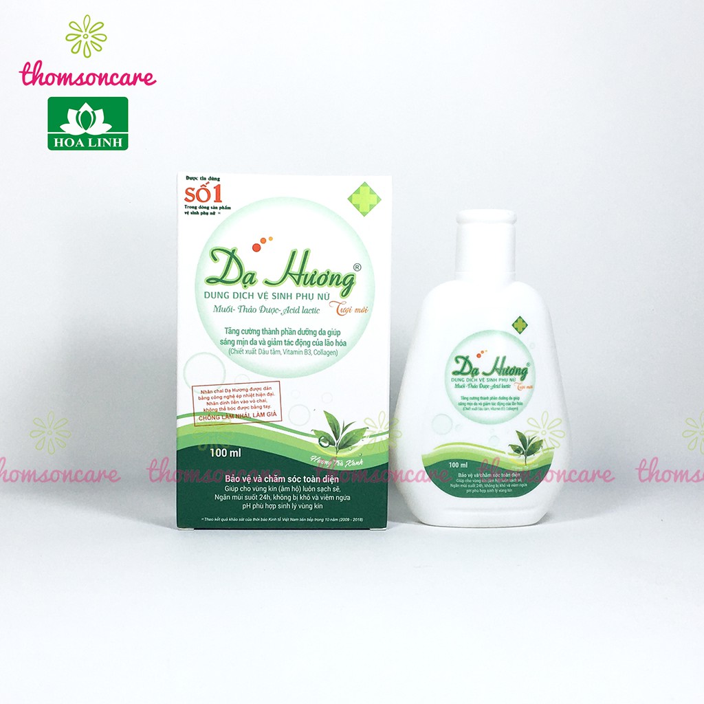 Dung dịch vệ sinh phụ nữ Dạ hương - Chai 100ml của Hoa Linh, nước rửa phụ khoa, vùng kín ddvs