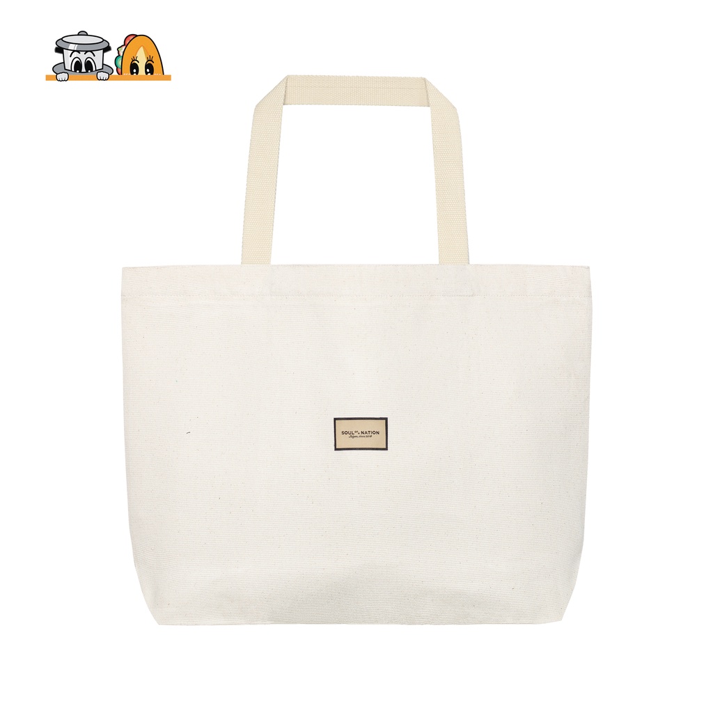 Túi Tote Vải Canvas Cao Cấp - Size lớn, Dây đeo không nhăn, Có khóa kéo, Ngăn phụ bên trong - Cà phê Bánh mì