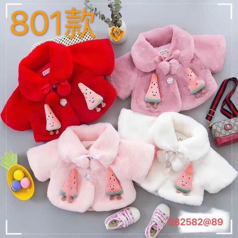 Áo choàng lông cao cấp dày mịn cho bé gái