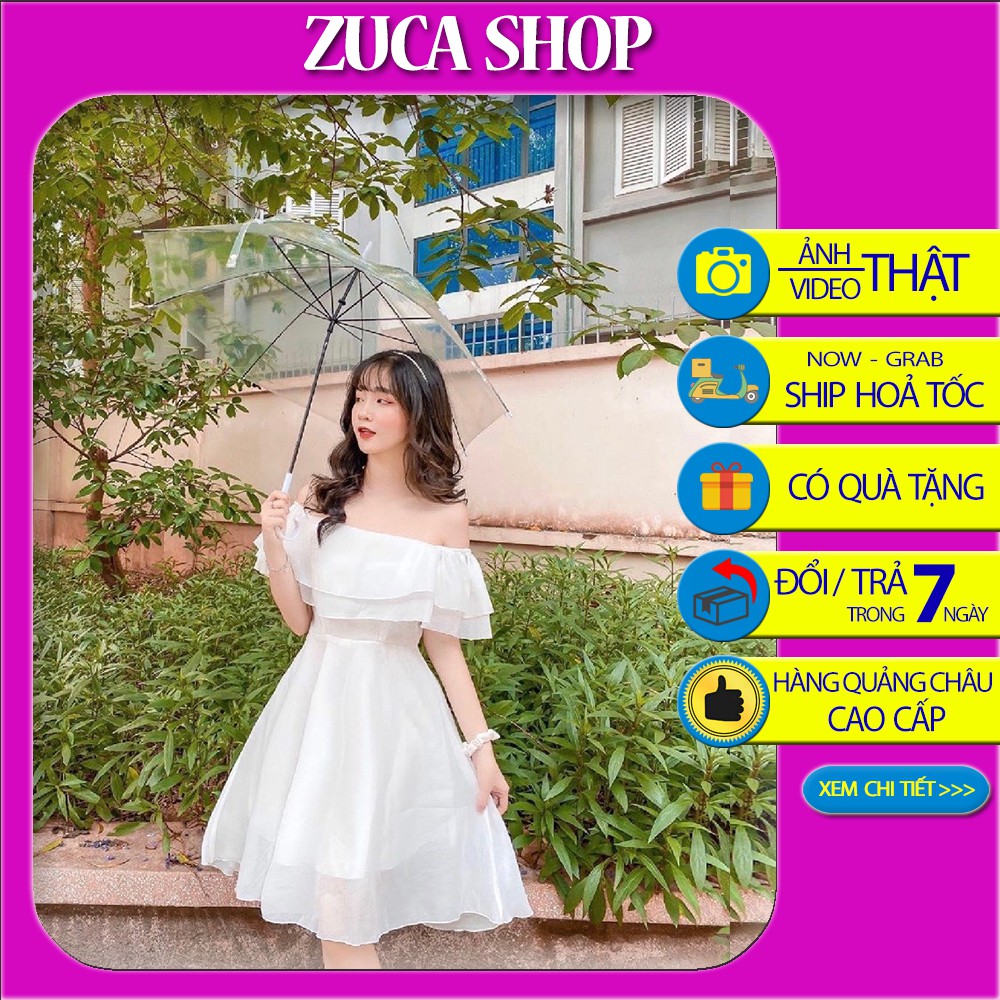 Váy công chúa trễ vai voan tơ xinh xắn, ảnh thật ở sau | BigBuy360 - bigbuy360.vn