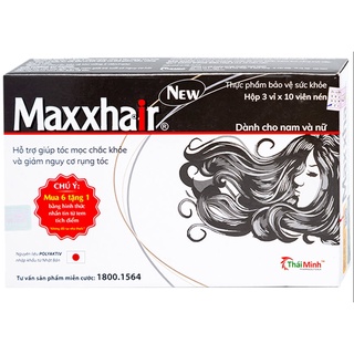 Maxxhair - viên uống maxxhair new thái minh ngăn rụng tóc, trị hói đầu, hỗ trợ tóc mọc chắc khỏe hộp 30 viên
