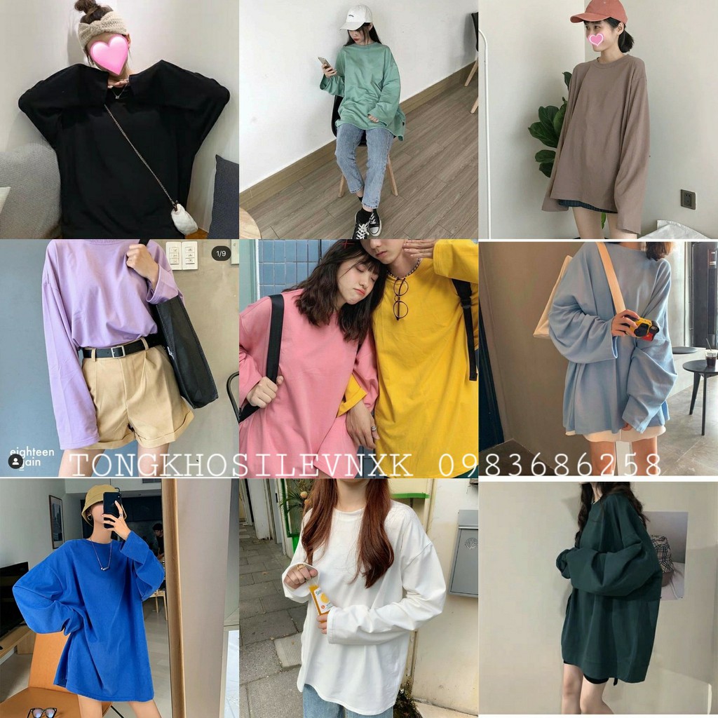 ÁO DÀI TAY TRƠN 10 MÀU PASTEL UNISEX - ÁO THUN NỈ TRƠN HOT | WebRaoVat - webraovat.net.vn