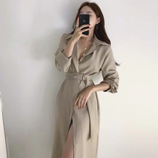 Đầm sơ mi thắt eo