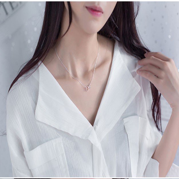 Dây chuyền bạc Ý s925 đôi nhẫn lồng vào nhau D3251 - AROCH Jewelry