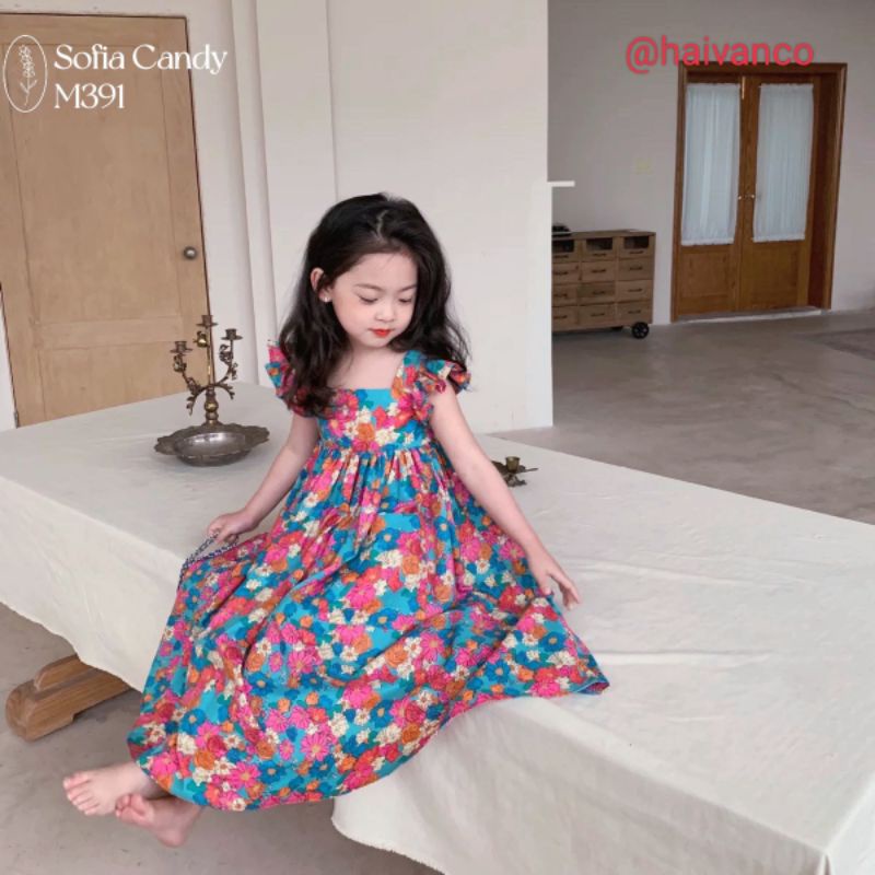 Đầm váy vải nhập bé gái dễ thương mềm mại thoáng mát haivanco dáng babydoll trơn vải Kate nhập cao cấp 10 đến 38kg