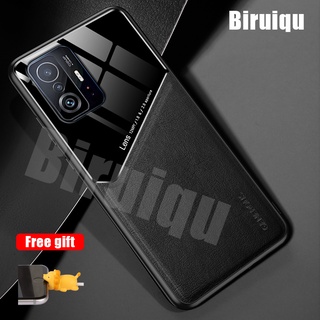 Ốp lưng Xiaomi Mi 11T 11T Pro Vỏ da PU bằng nhựa cứng Vỏ bọc doanh nghiệp chống sốc có nam châm ô tô mạnh mẽ