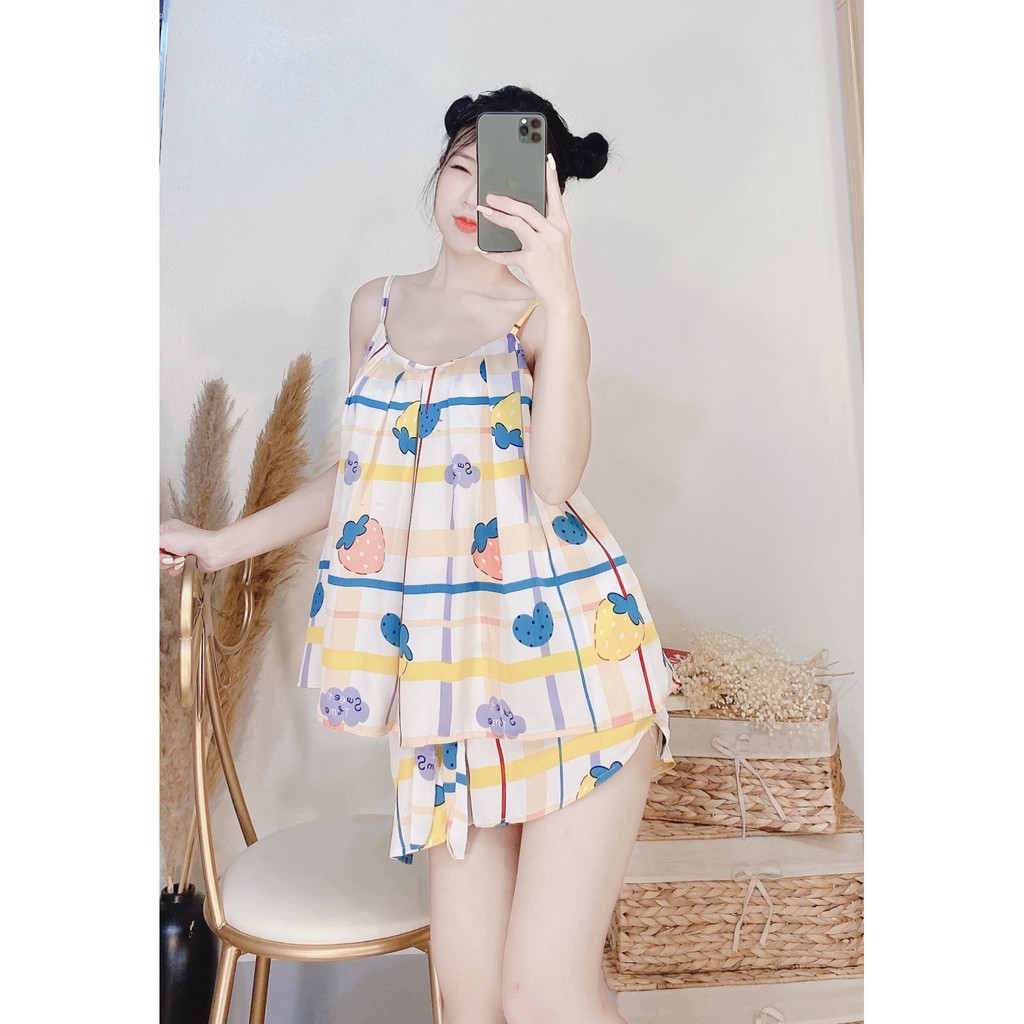 Bộ đồ ngủ lụa 2 dây mặc nhà bigsize, bộ đồ ngủ 2 dây lụa satin cao cấp thoáng mát | BigBuy360 - bigbuy360.vn