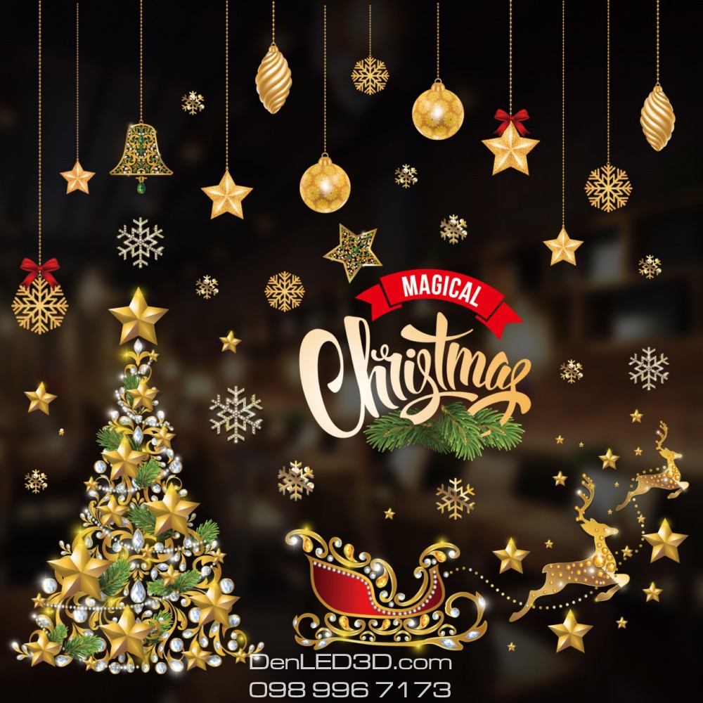 Decal Trang Trí Chữ Merry Christmas Cho Giáng Sinh Noel và Năm Mới