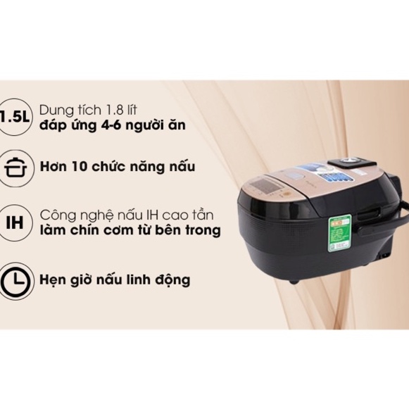Nồi cơm điện cao tần Midea 1.5 lít MB-HS4007 - Lòng nồi bằng sắt cấu tạo 5 lớp dày chắc, bề mặt phủ chống dín