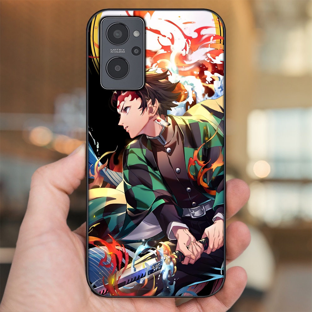 Ốp lưng Realme 9i viền đen in hình Tanjiro Kimetsu No Yaiba